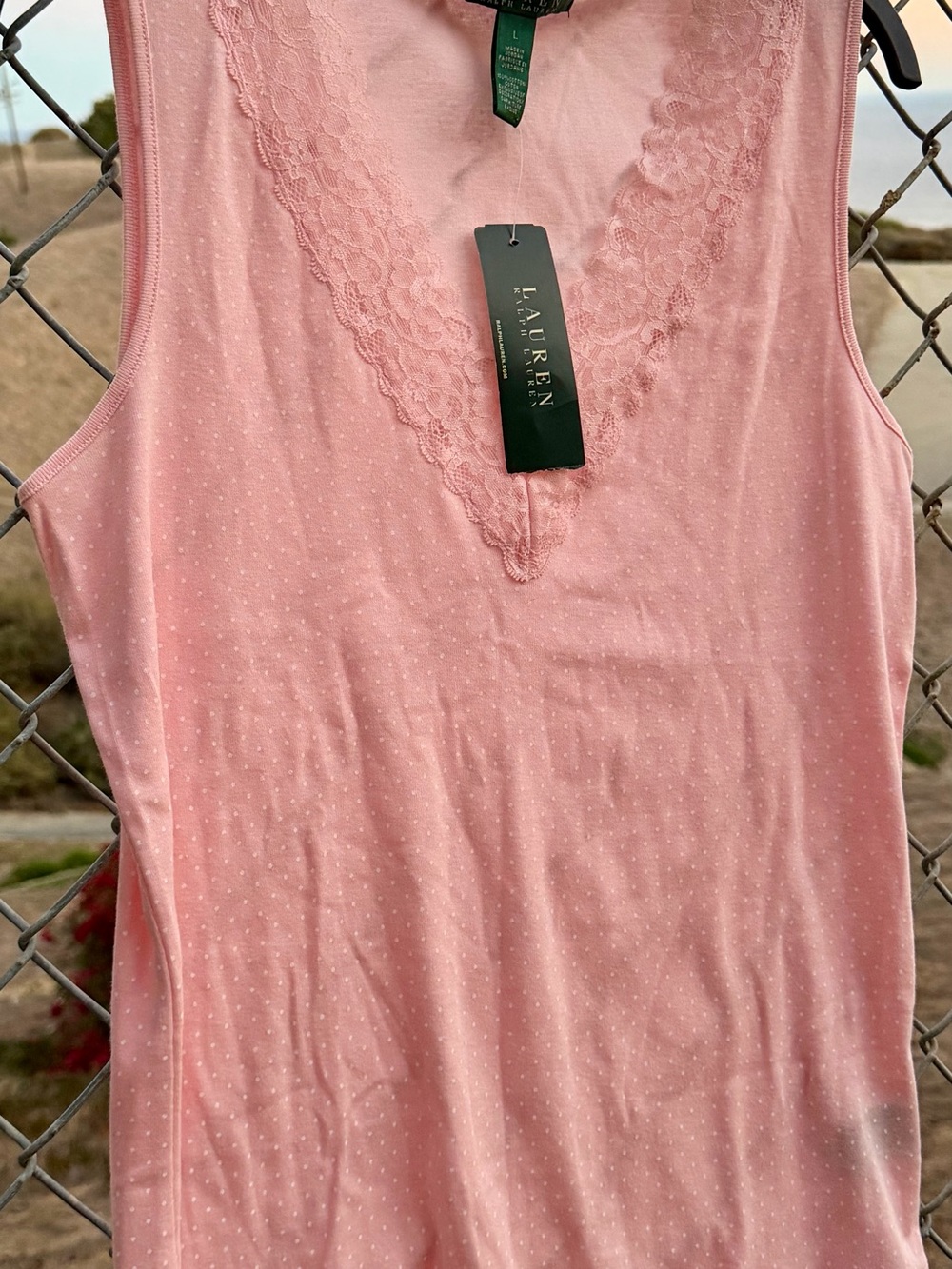 Ralph Lauren Pink Lace-Trim Camisole Tank